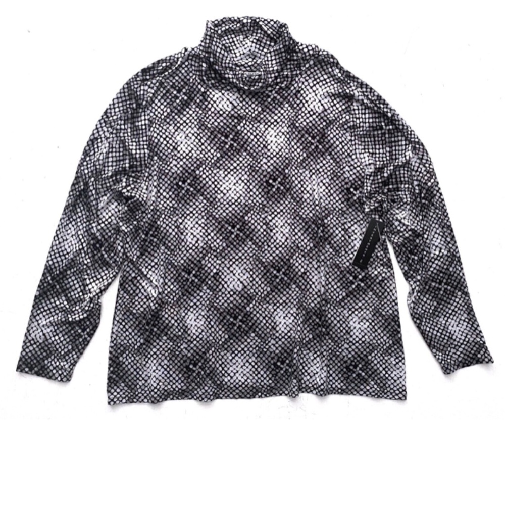 Investments II Essentials Top Black Snake Print Black & Gray Stretch Rayon 2X